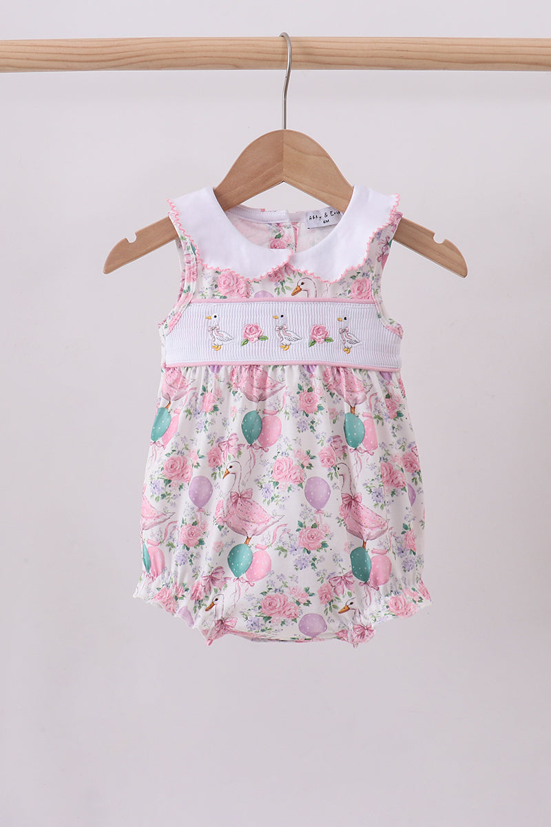 Pink duck sailboat smocked bubble