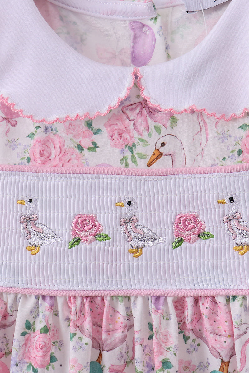 Pink duck sailboat smocked bubble