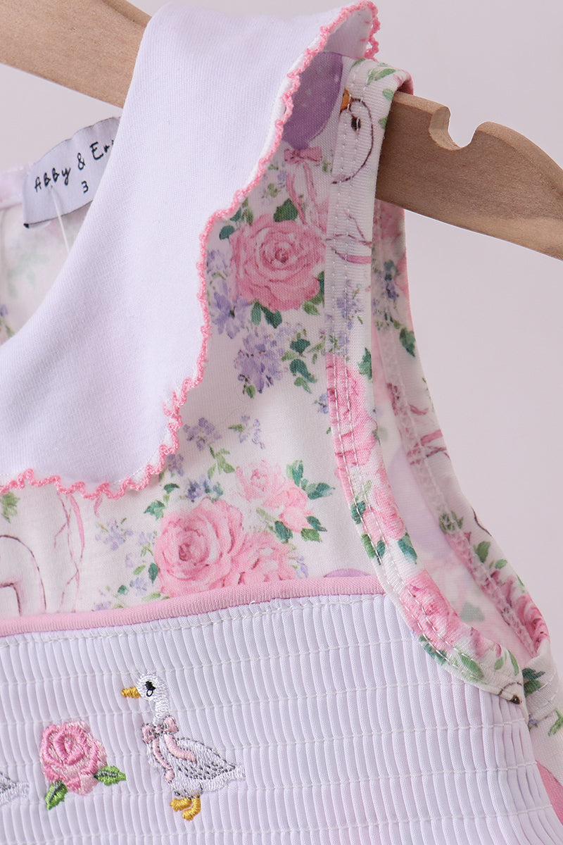 Pink duck sailboat smocked bubble