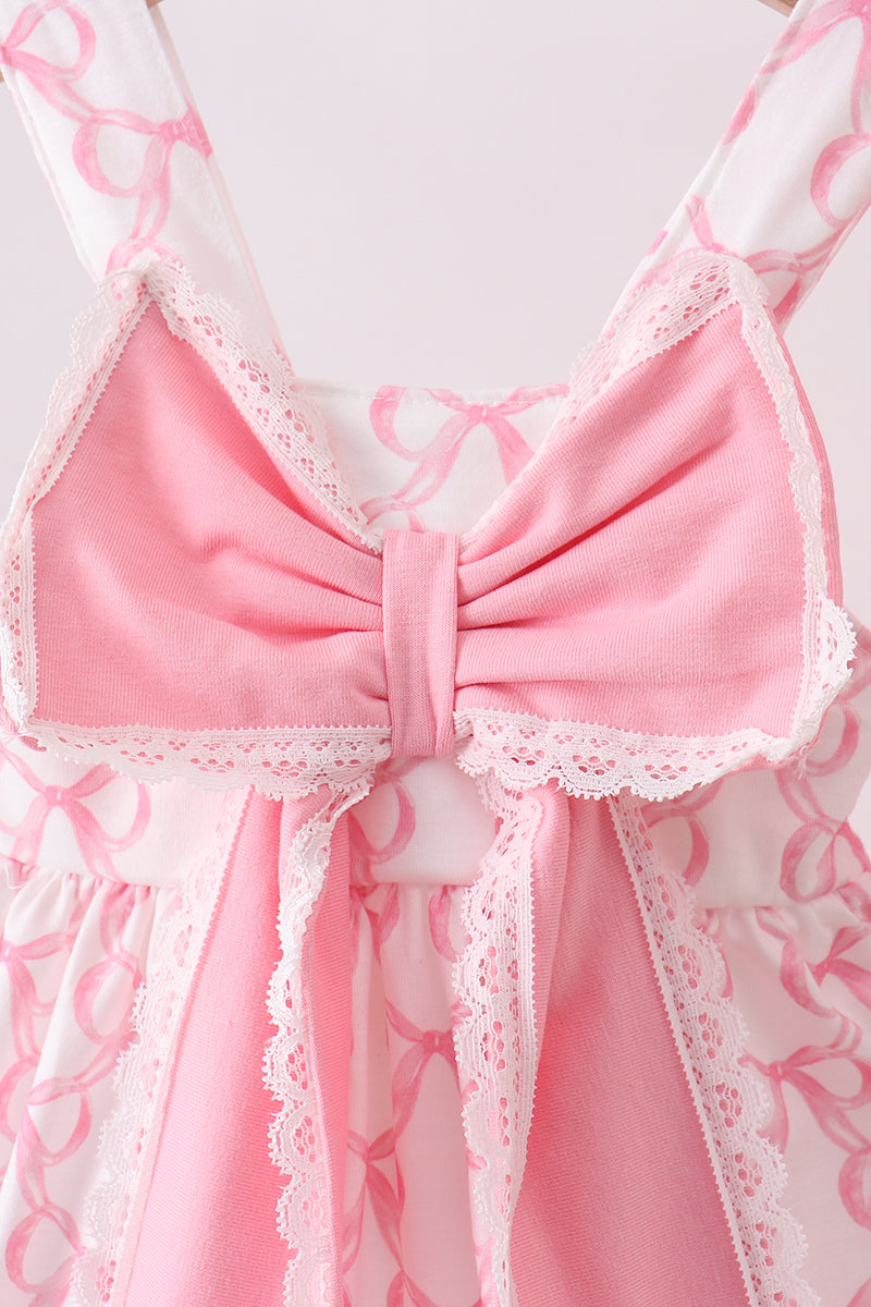 Pink bow ruffle bloomer set
