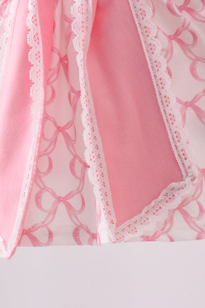 Pink bow ruffle bloomer set
