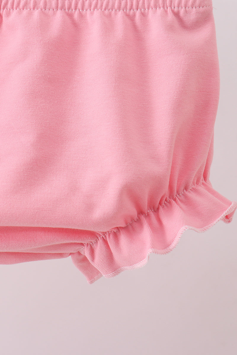 Pink bow ruffle bloomer set