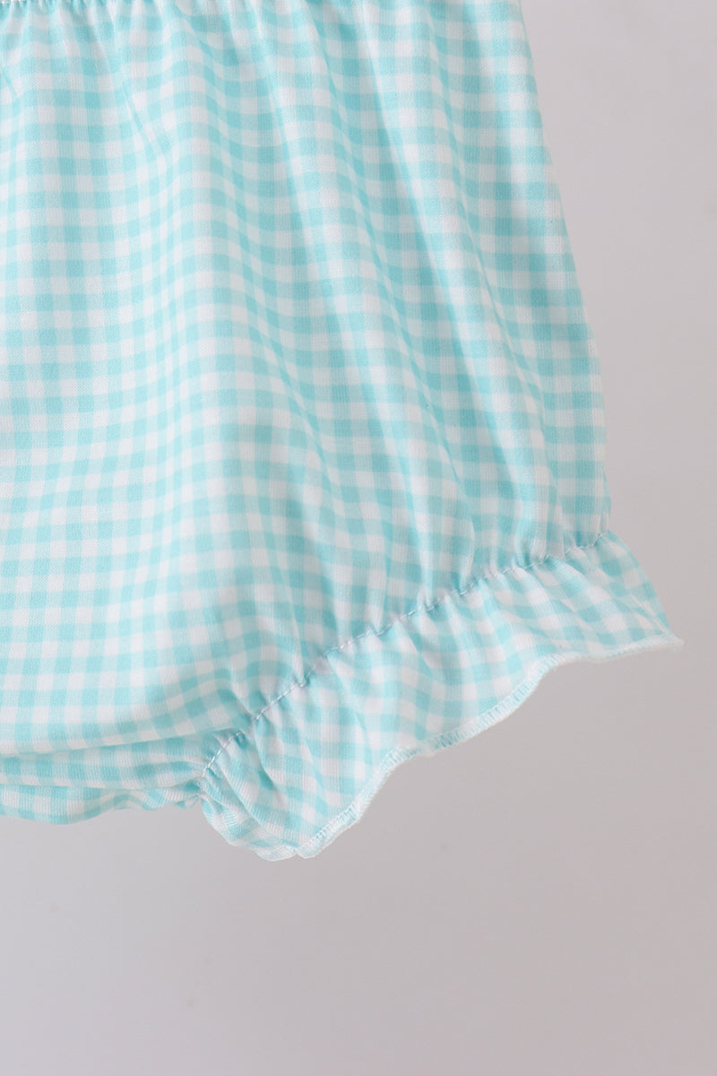 Blue seashell embroidery ruffle boomer set