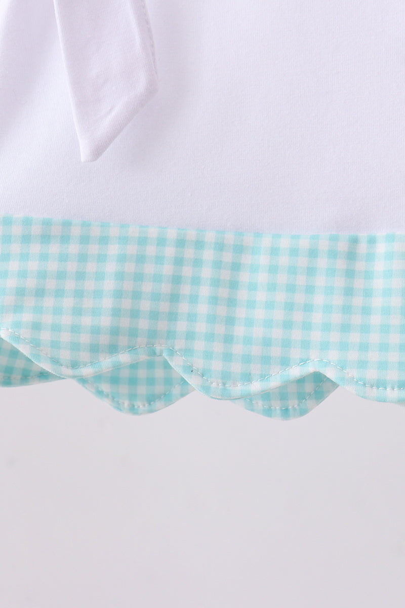 Blue seashell embroidery ruffle boomer set