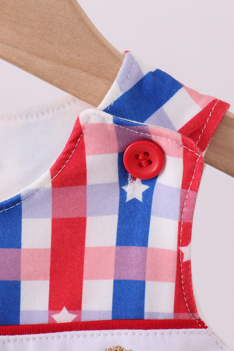 Red puppy embroidery ruffle plaid jonjon