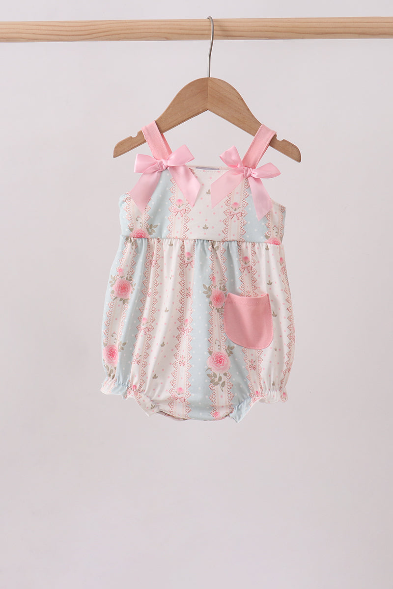 Pink polka dot rose bow bubble