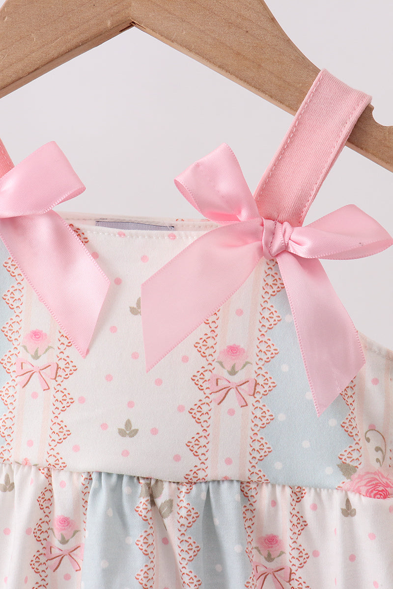 Pink polka dot rose bow bubble