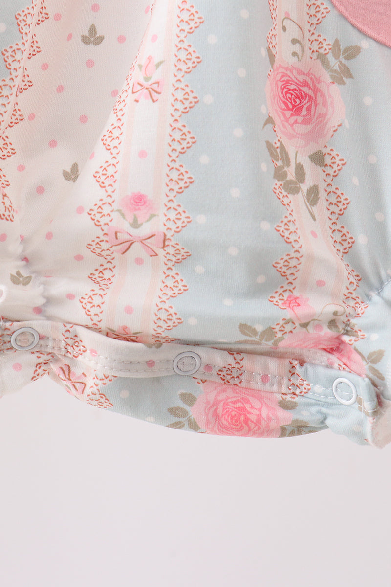 Pink polka dot rose bow bubble