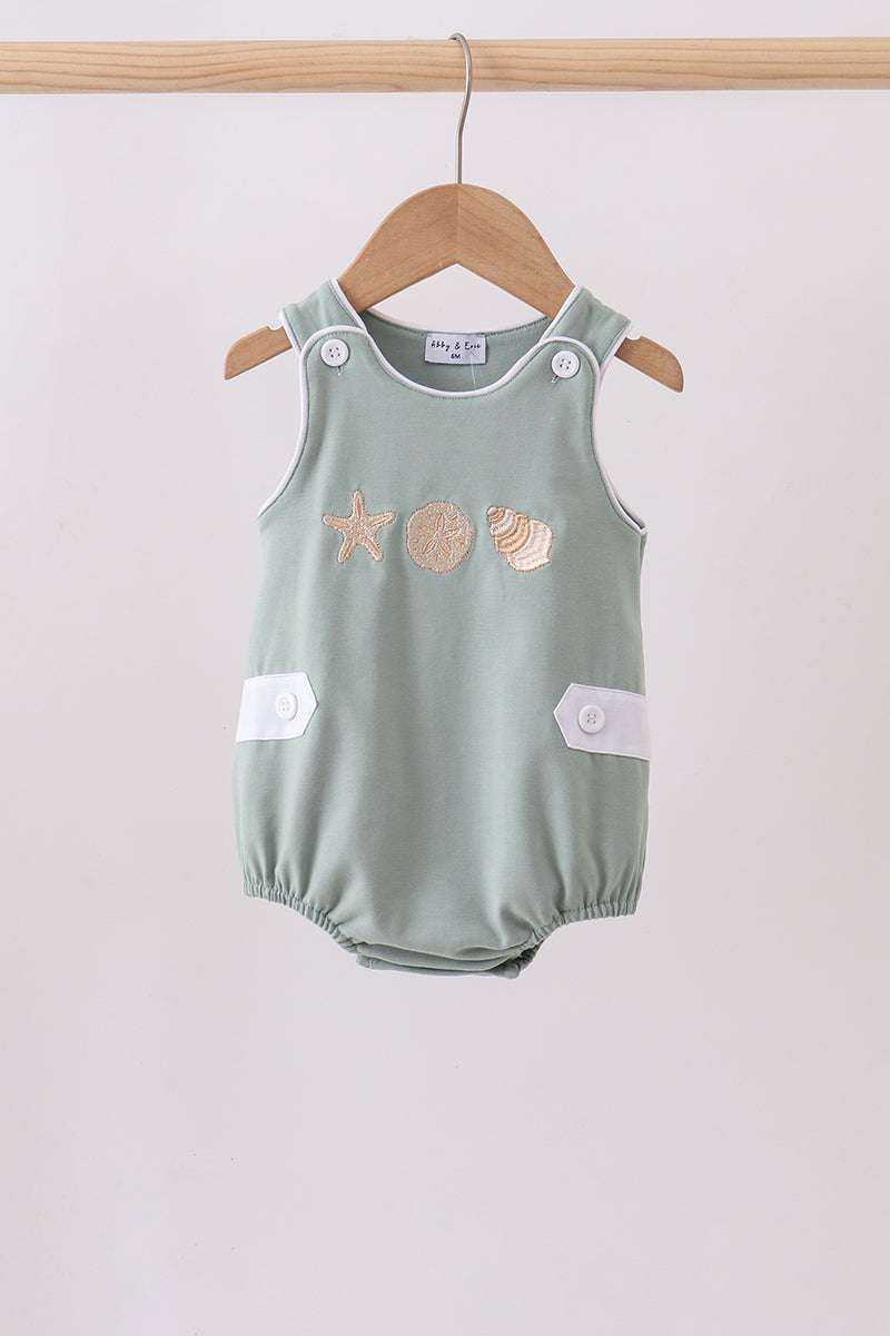 Sage starfish shell embroidery bubble