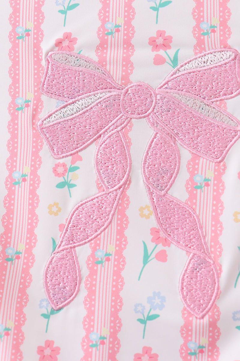 Blush floral bow rashguard