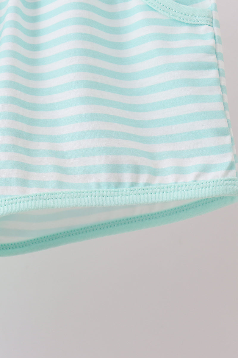 Green Noah's Ark french knot shorts set