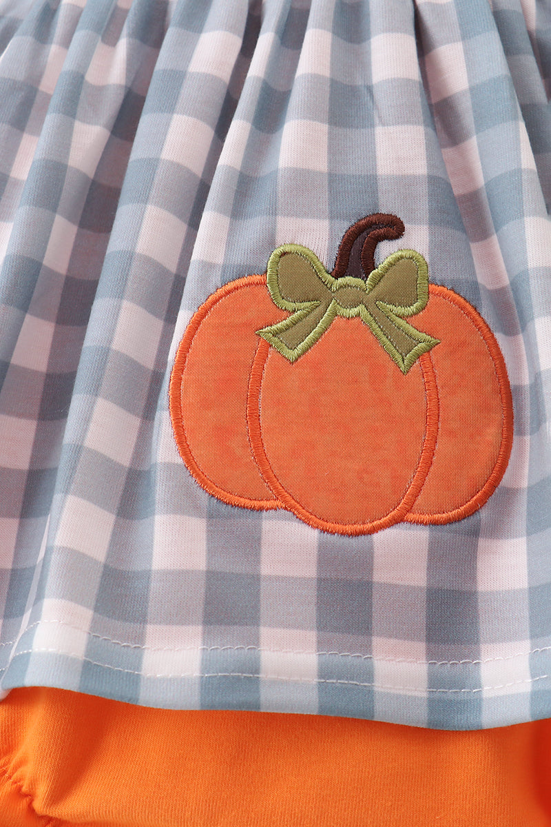 Orange Pumpkin Applique Bubble