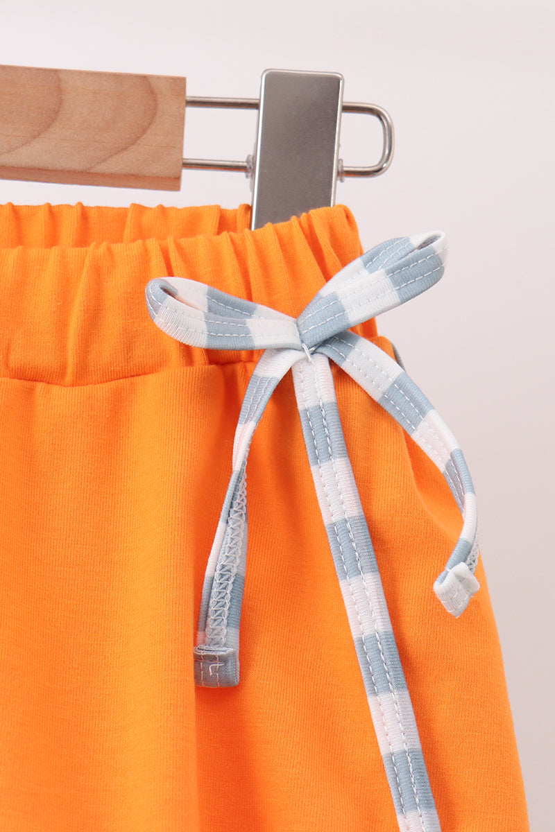 Orange Pumpkin Applique Skorts Set