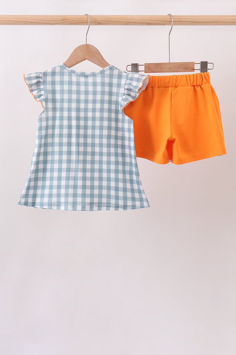 Orange Pumpkin Applique Skorts Set