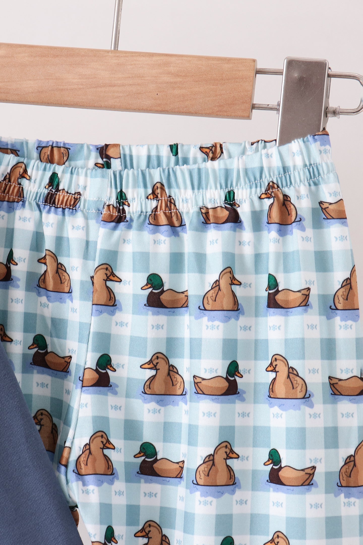 Blue mallard duck embroidery ruffle pants set