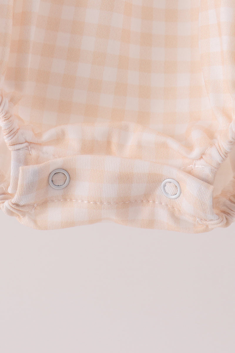 Navy sweet as pie embroidery gingham bubble