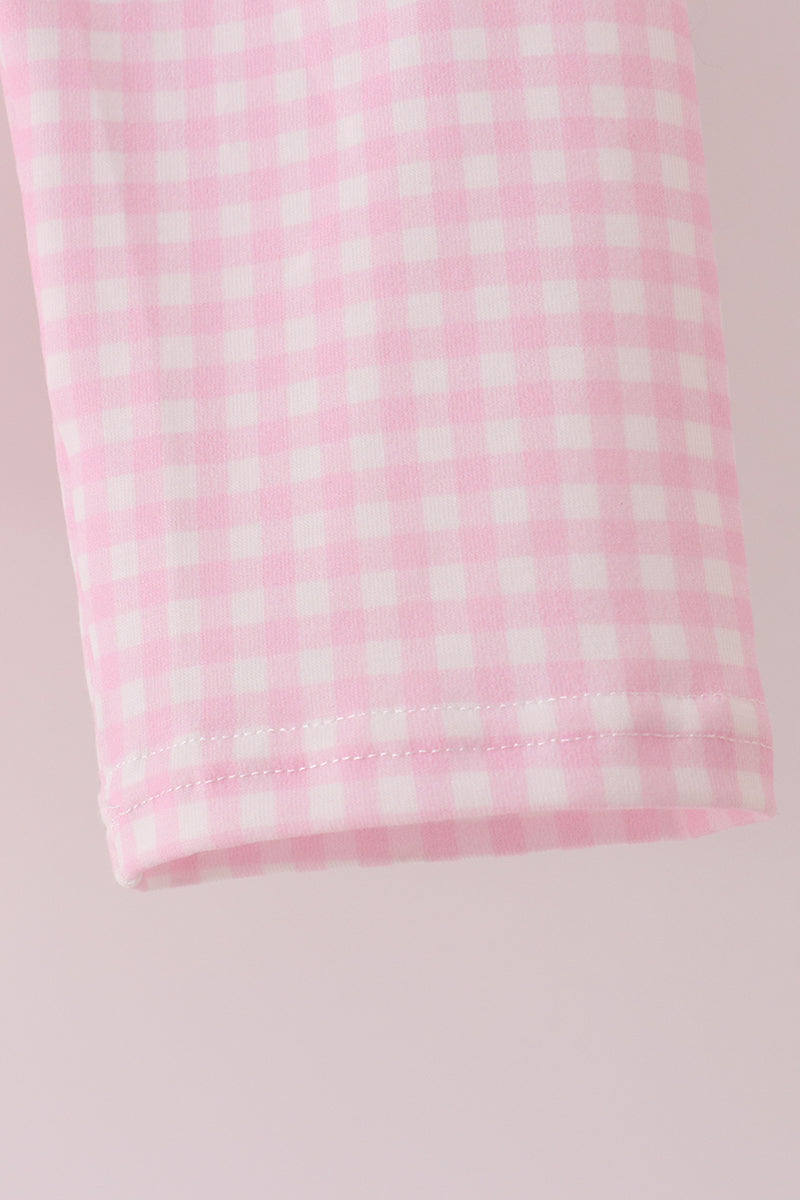 Pink sweet as pie embroidery ruffle pants set