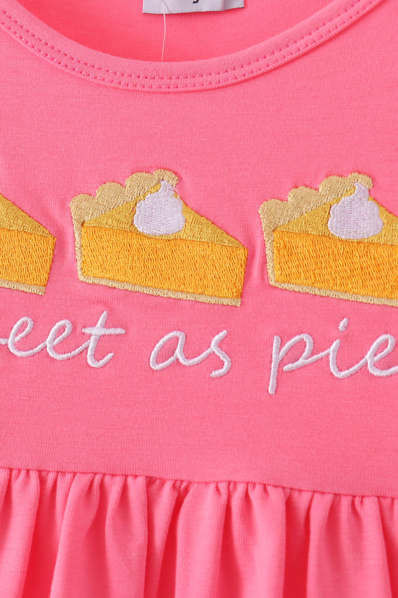 Pink sweet as pie embroidery ruffle dress