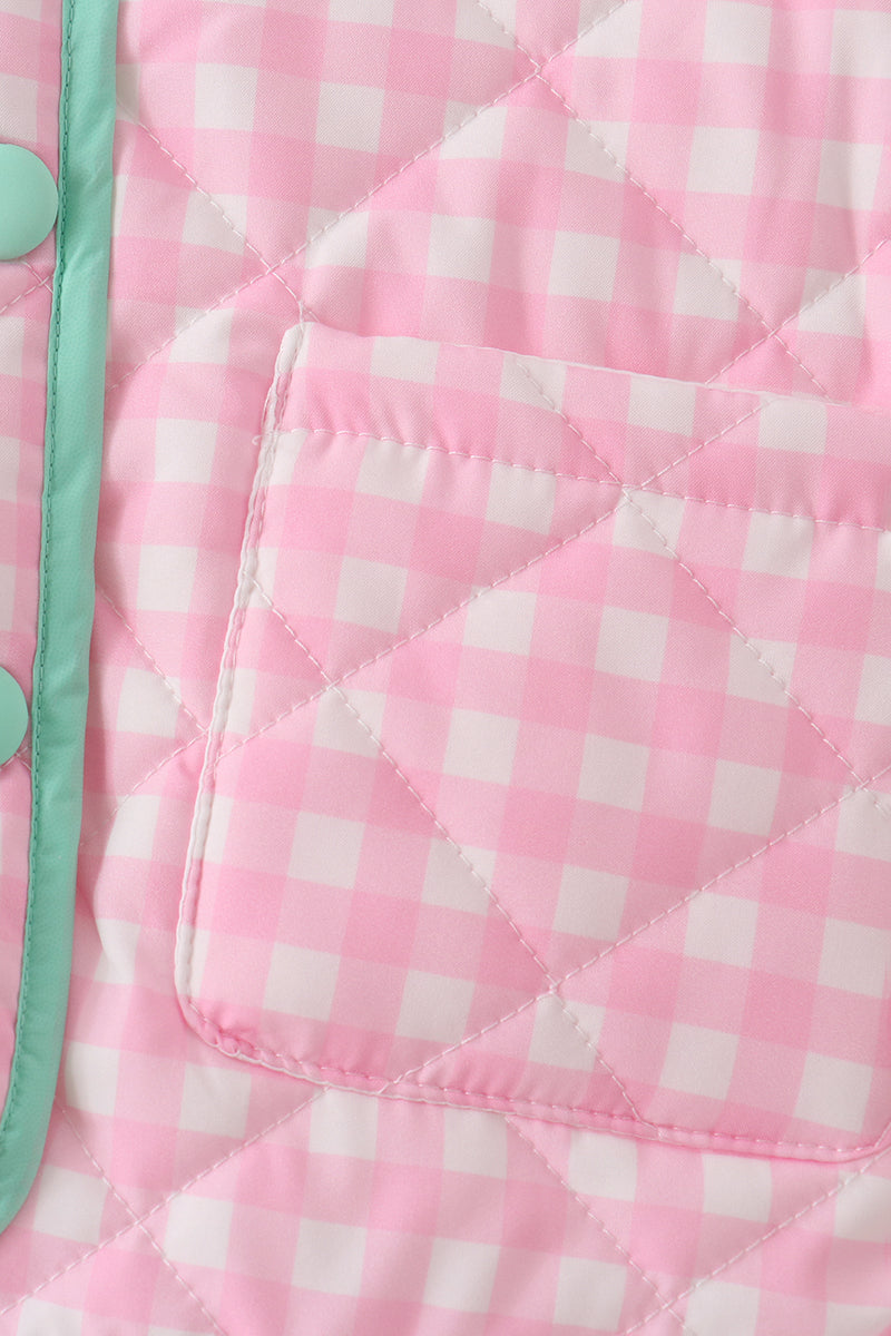 Pink hydrangea gingham ruffle jacket