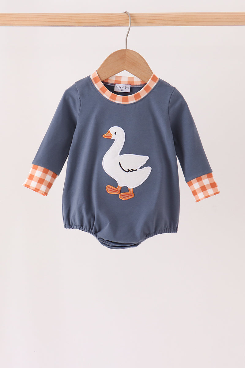 Navy goose applique bubble