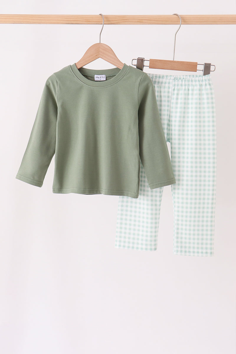Green Gingham Pants Set