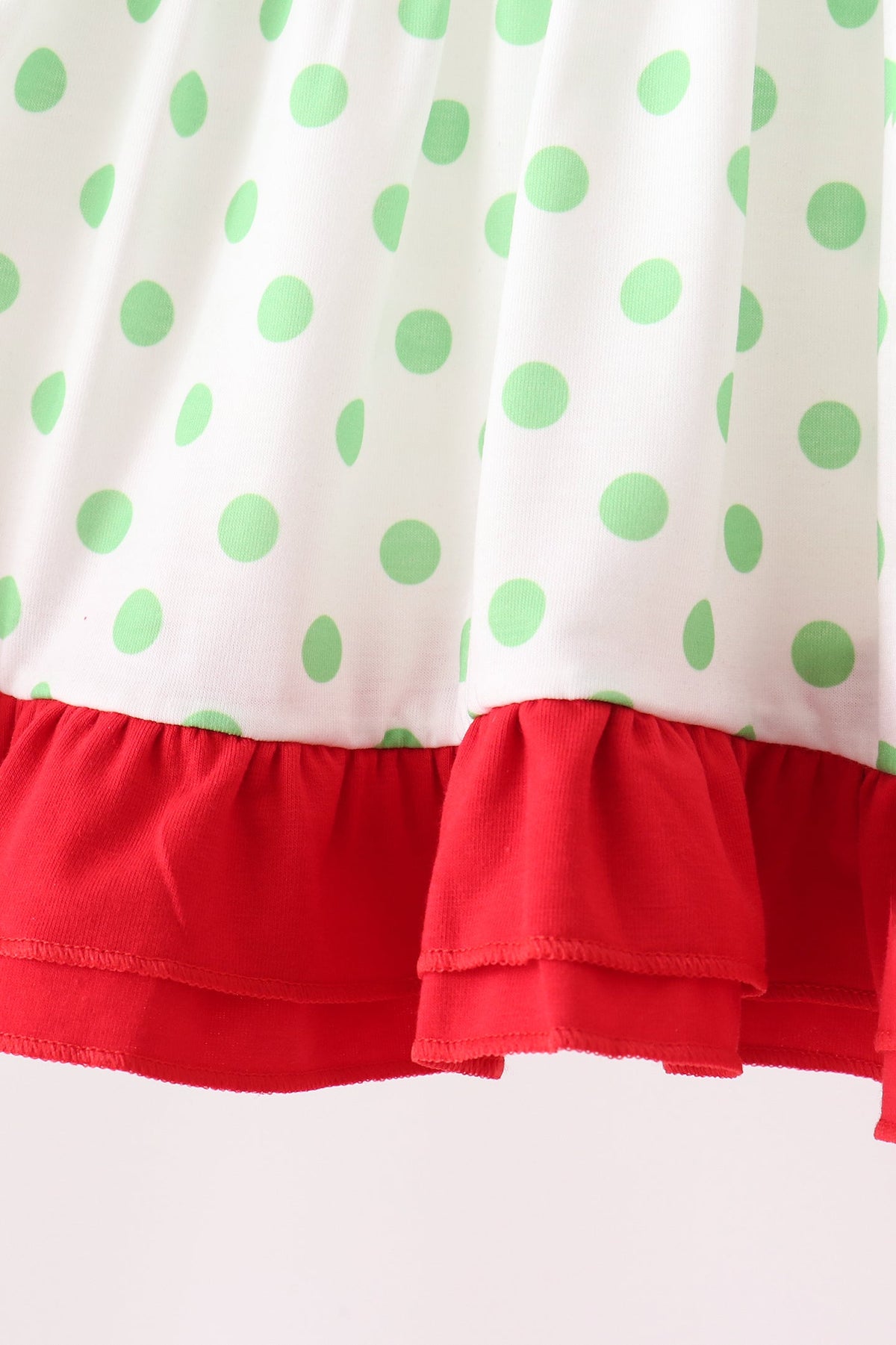 Green dot grinch embroidery ruffle pants set