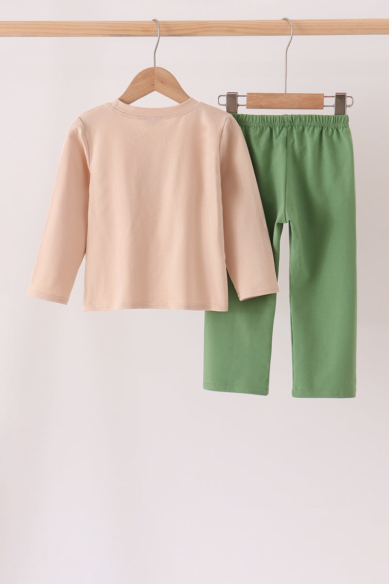 Green pumpkin turkey pants set