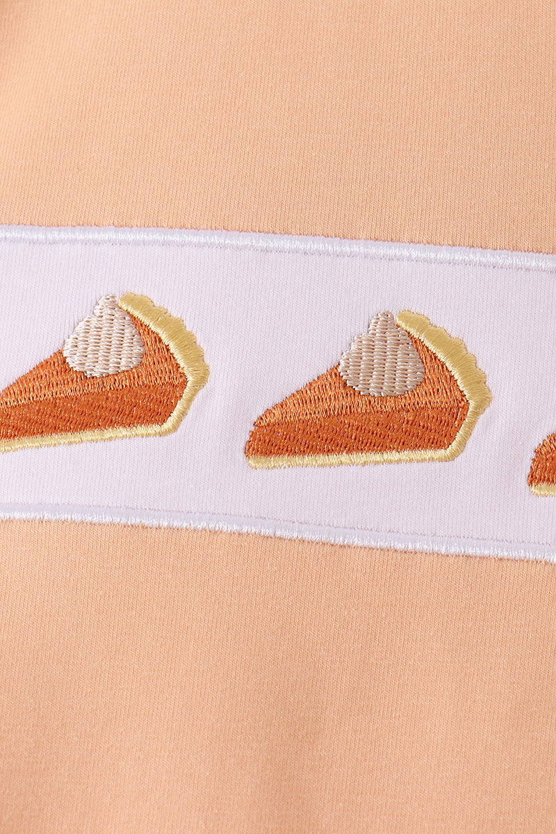 Pumpkin Pie Bow Embroidery Gingham Pants Set