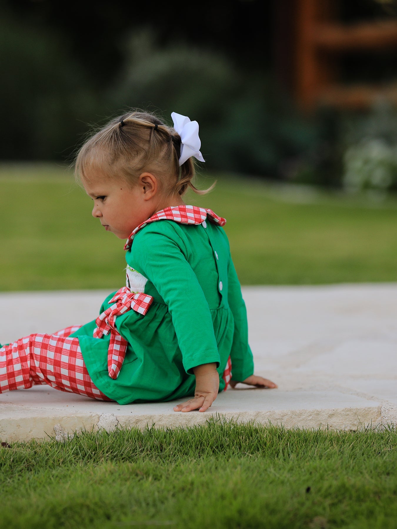 Christmas Character Candy Embroidery Green Girls Set